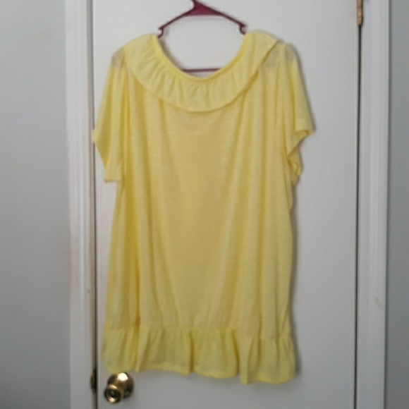 Zena Woman Pastel Yellow Semi-sheer V-neck Popover Spring Top sz 22/24 - Picture 6 of 7